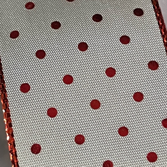 Red Polka Dot Ribbon! SWISS DOT Premium CHRISTMAS Wired Edge Ribbon, wreaths - Picture 5 of 5